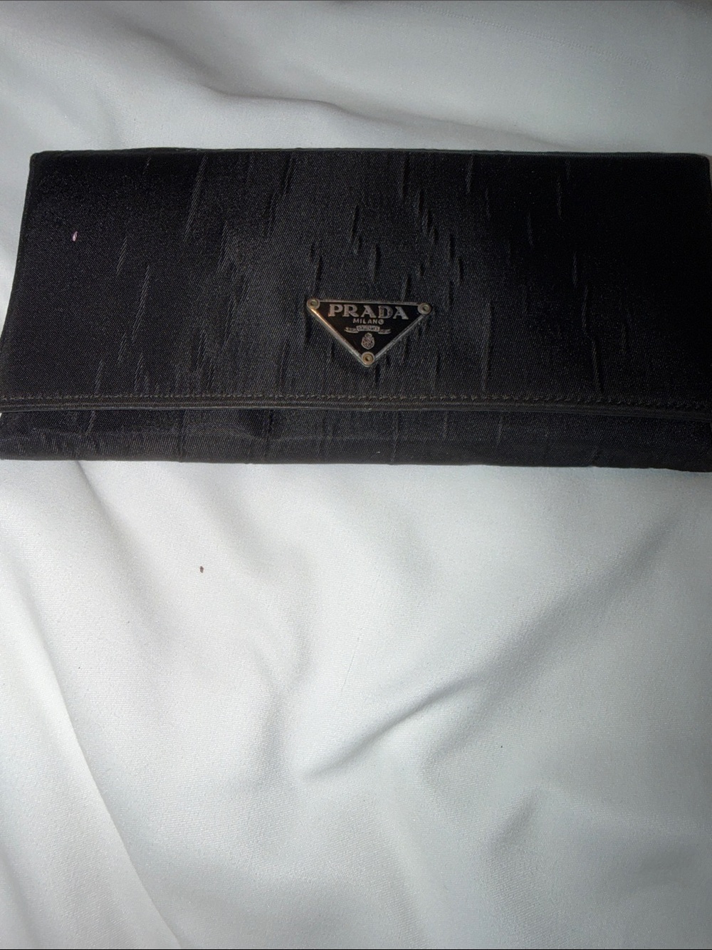 Prada Black Tessuto Nylon Continental Flap Wallet Triangle Logo